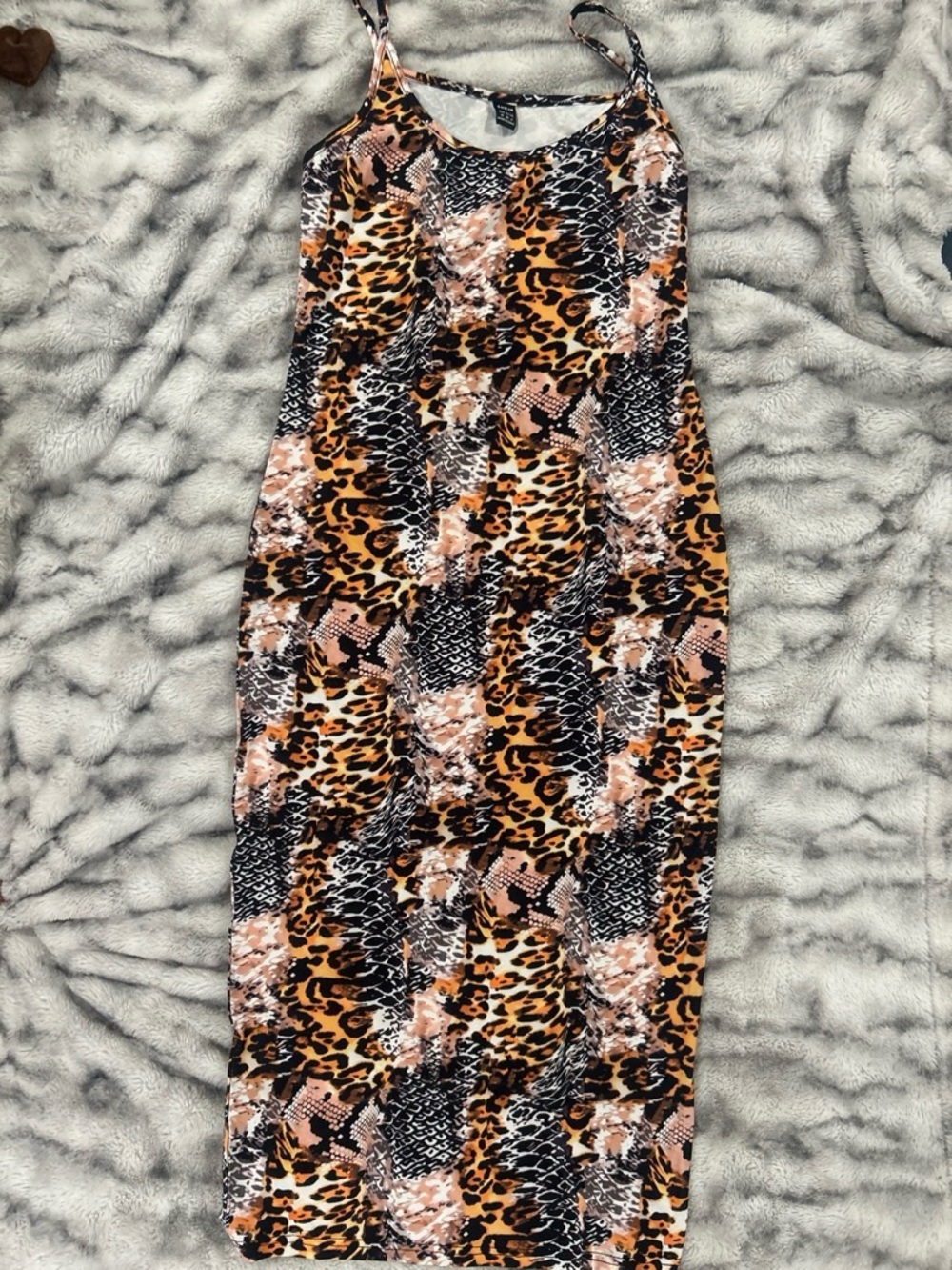 SHEIN Leopard & Snake Print Spaghetti Strap Maxi Dress in Brown, Black, Pink